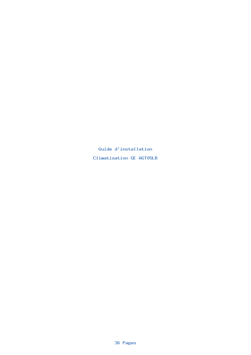 Page 1 de la notice Guide d'installation GE AGT05LB