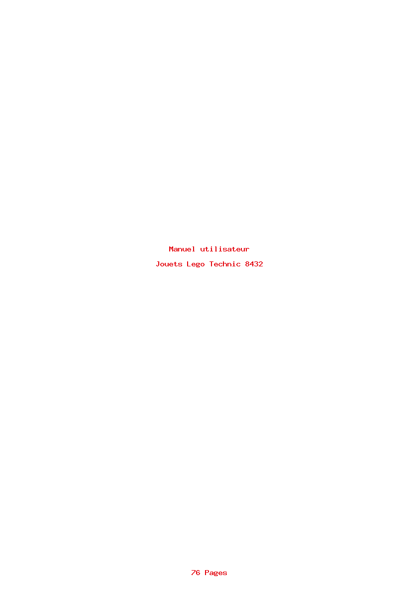 Page 1 de la notice Manuel utilisateur Lego Technic 8432