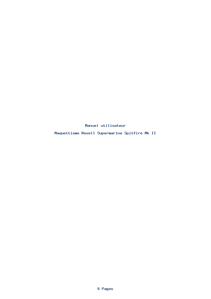 Page 1 de la notice Manuel utilisateur Revell Supermarine Spitfire Mk II