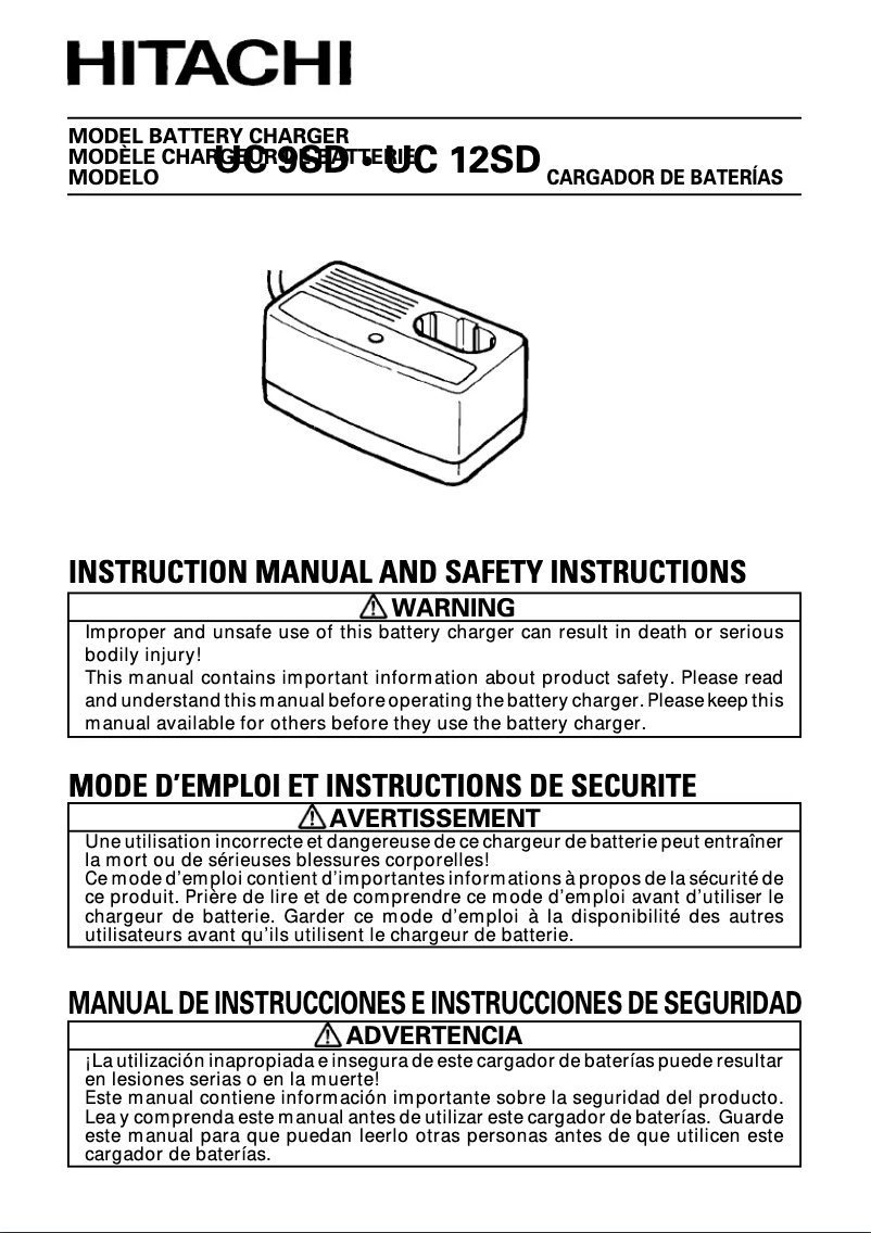 Page 1 de la notice Manuel utilisateur Hitachi UC9SD
