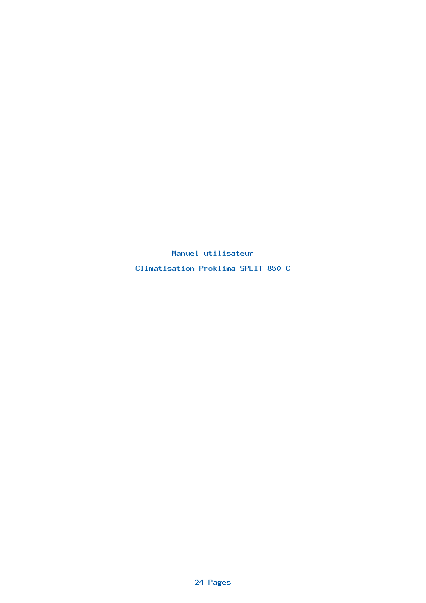 Page 1 de la notice Manuel utilisateur Proklima SPLIT 850 C