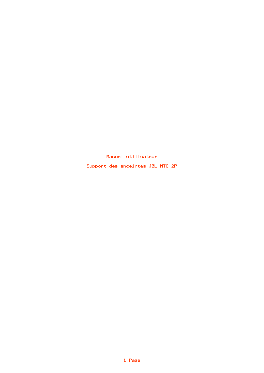 Page 1 de la notice Manuel utilisateur JBL MTC-2P