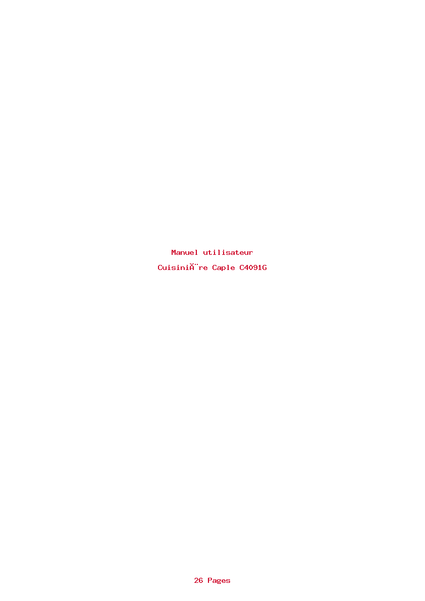 Page 1 de la notice Manuel utilisateur Caple C4091G