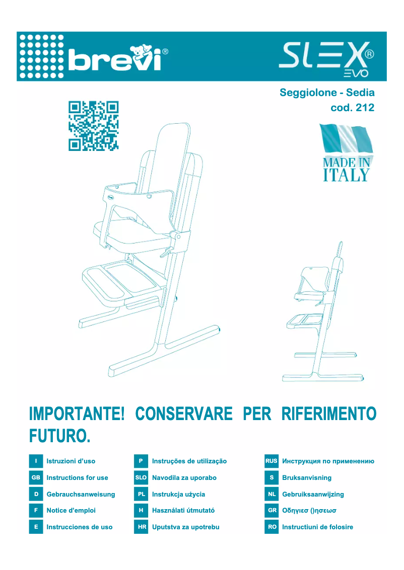 Page 1 de la notice Manuel utilisateur Brevi Slex Evo