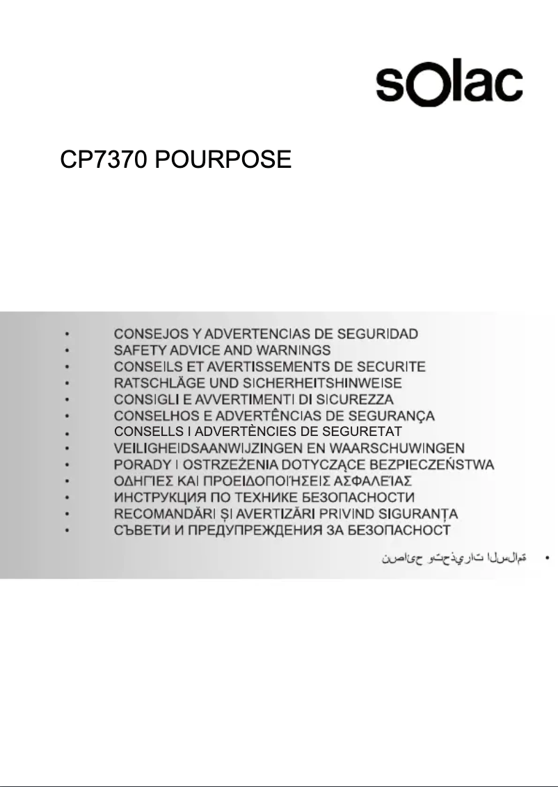 Página 1 del manual Instrucciones de seguridad Solac CP7370