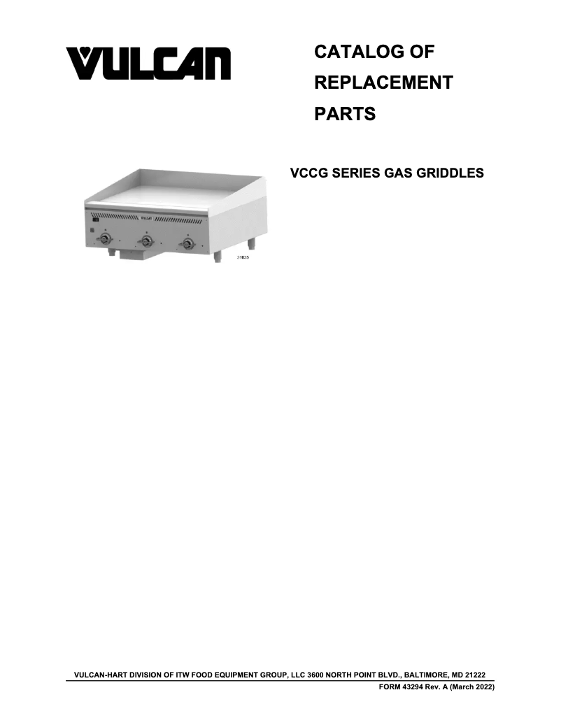 Page 1 de la notice Catalogue Vulcan VCCG72