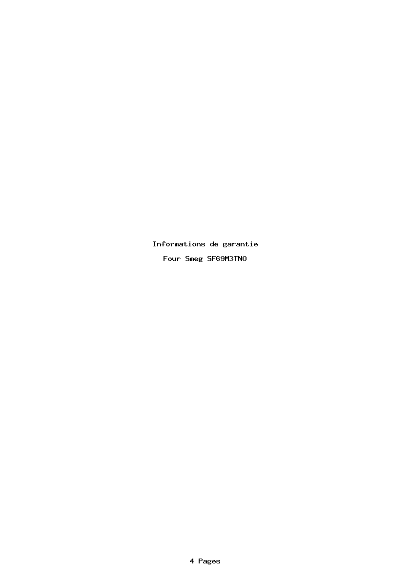 Page 1 de la notice Informations de garantie Smeg SF69M3TNO