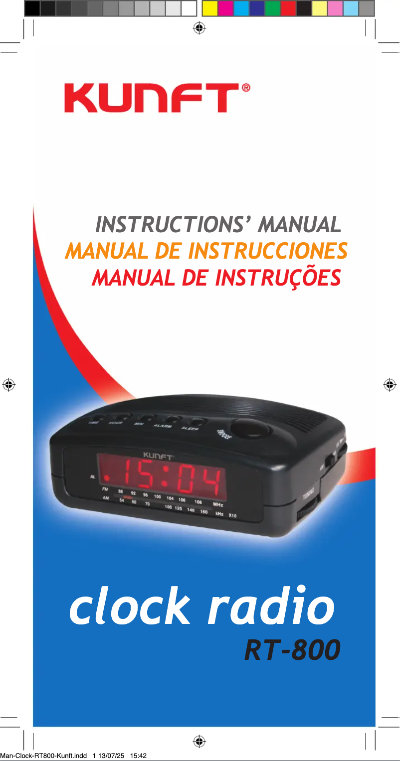 Page 1 de la notice Manuel utilisateur Kunft RT-800