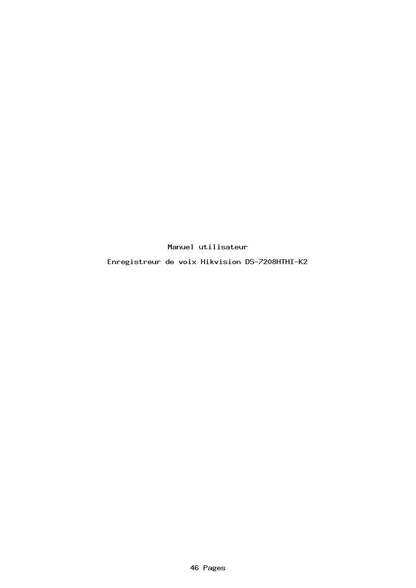 Image de la première page du manuel de l'appareil DS-7208HTHI-K2