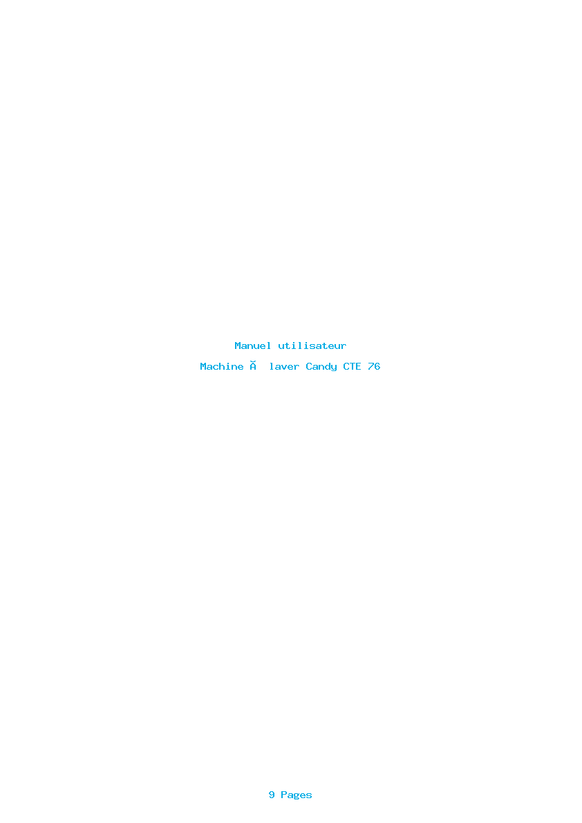Page 1 de la notice Manuel utilisateur Candy CTE 76