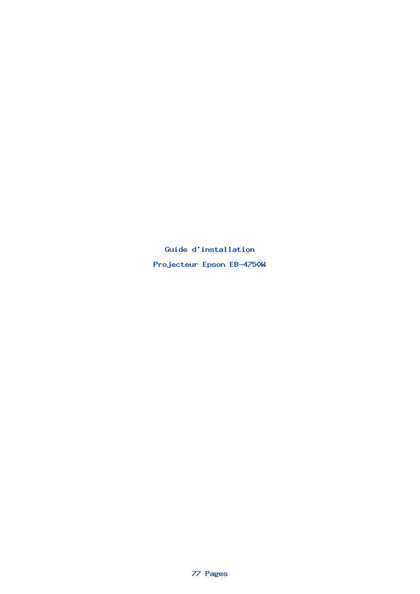 Page 1 de la notice Guide d'installation Epson EB-4750W