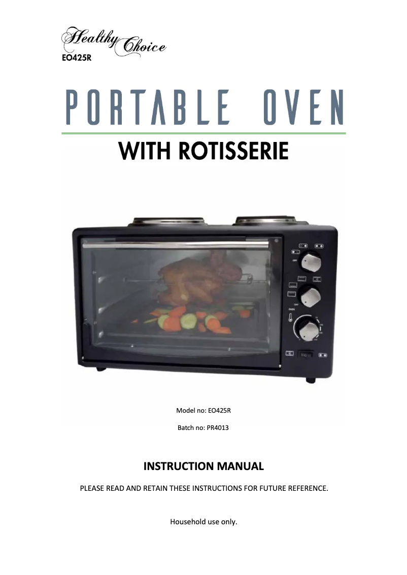 Page 1 of the manual User Manual Healthy Choice EO425R