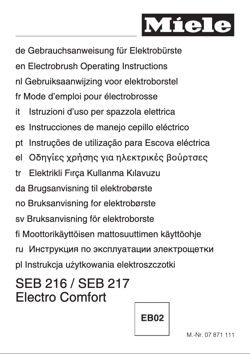 Page 1 de la notice Manuel utilisateur Miele Swing H1 Electro EcoLine SAAJ1