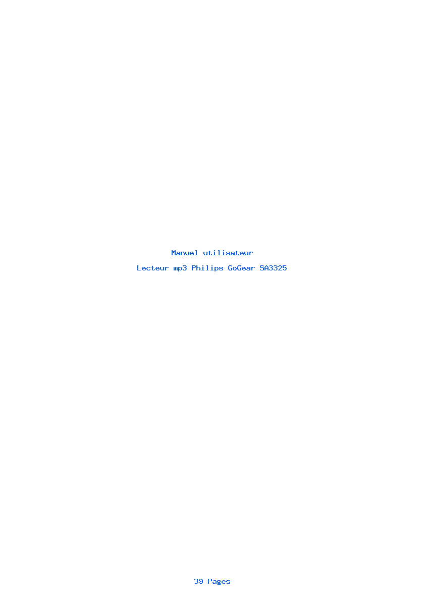 Page 1 de la notice Manuel utilisateur Philips GoGear SA3325