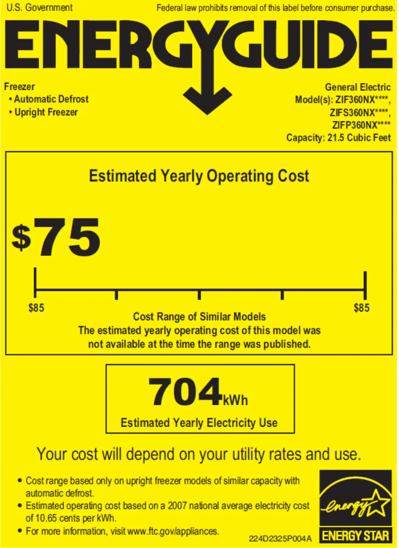 Página 1 del manual Etiqueta energética GE ZIFS360NXLH