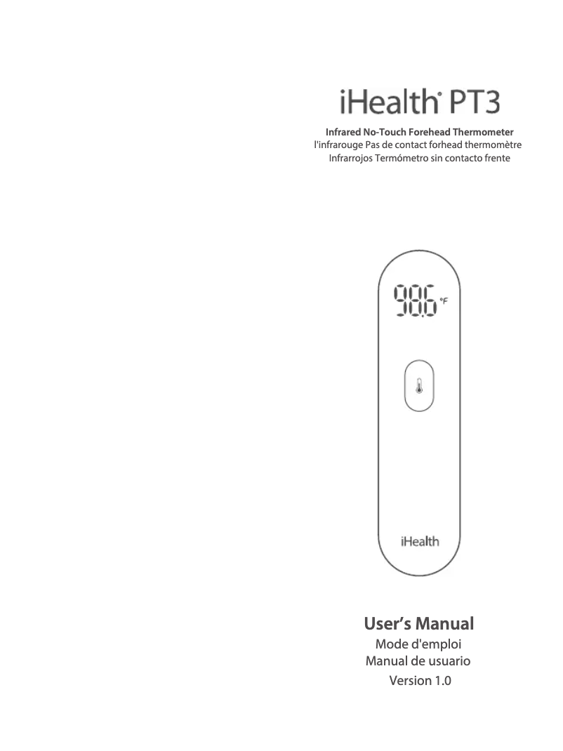 Page 1 de la notice Manuel utilisateur iHealth PT3