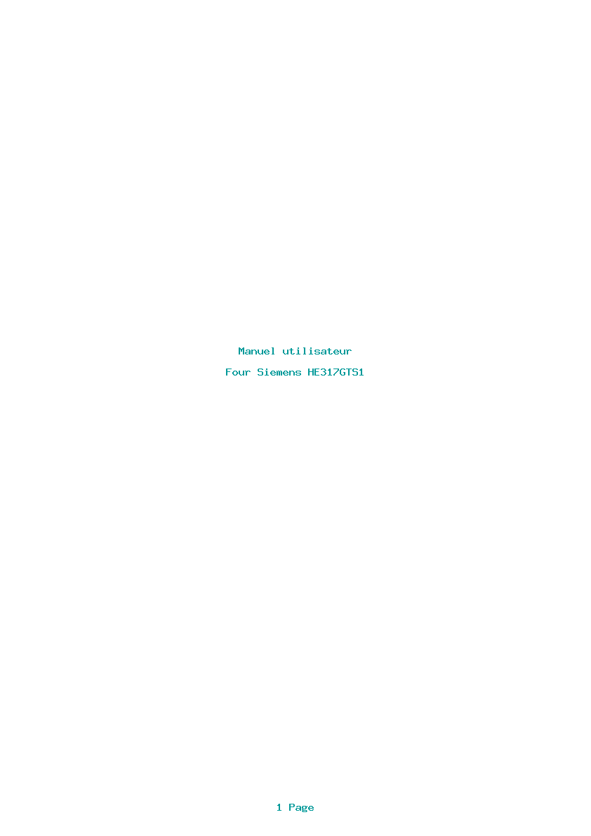 Page 1 de la notice Manuel utilisateur Siemens HE317GTS1