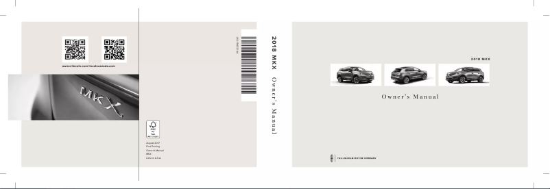 Page 1 de la notice Manuel utilisateur Lincoln MKX (2018)