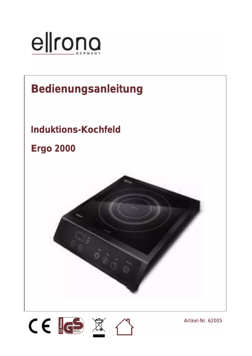Page 1 de la notice Manuel utilisateur Ellrona Ergo 2000