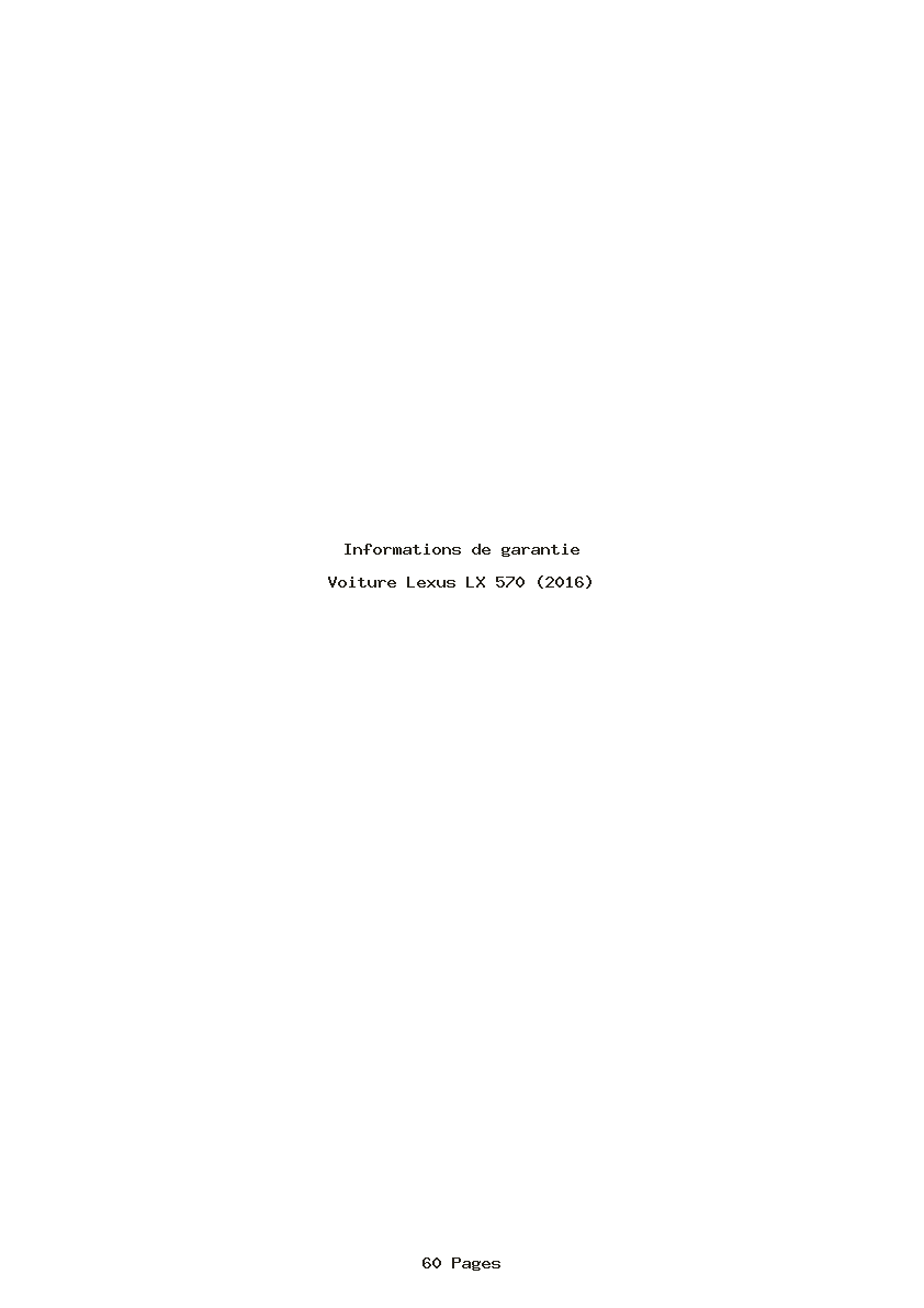 Page 1 de la notice Informations de garantie Lexus LX 570 (2016)