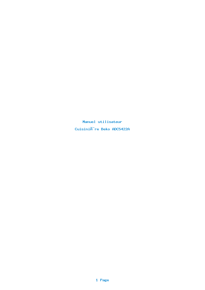 Page 1 de la notice Manuel utilisateur Beko ADC5422A