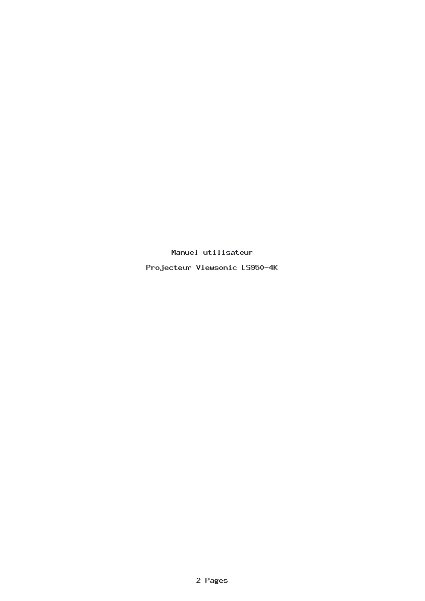 Page 1 de la notice Manuel utilisateur Viewsonic LS950-4K