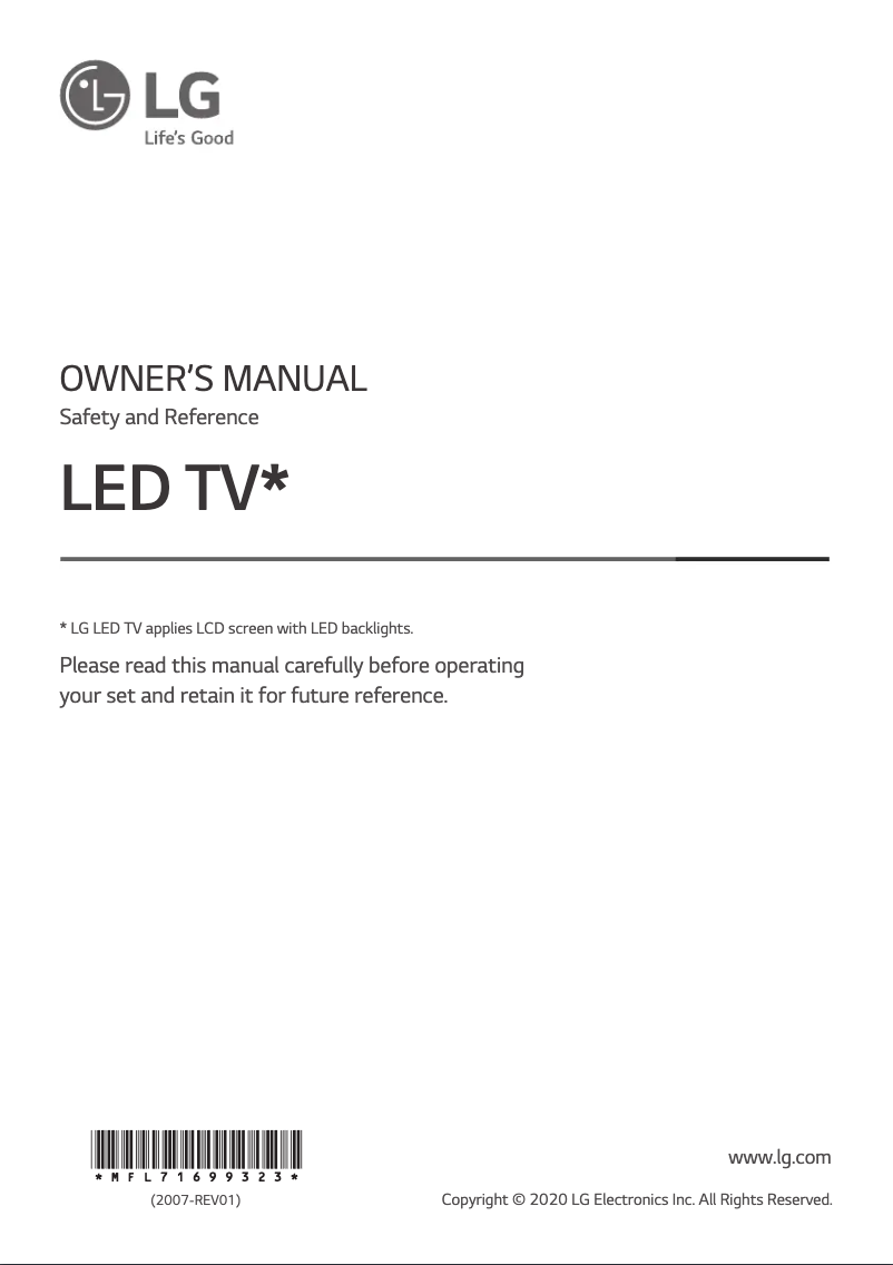 Page 1 of the manual User Manual LG 43UN70003LA