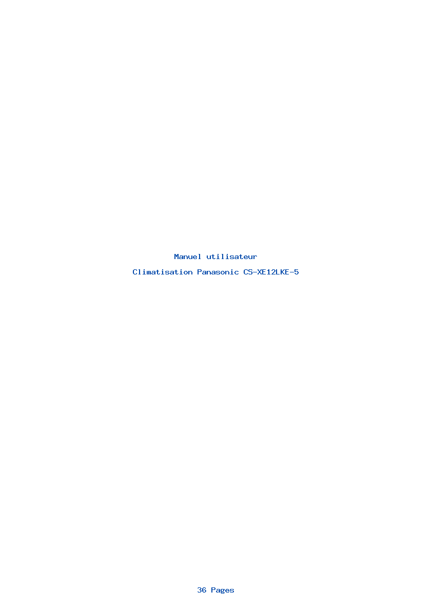 Page 1 de la notice Manuel utilisateur Panasonic CS-XE12LKE-5