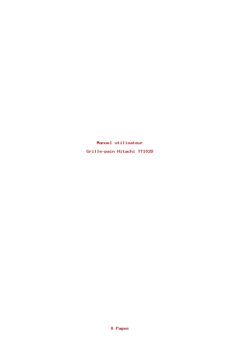 Page 1 de la notice Manuel utilisateur Hitachi TT102D