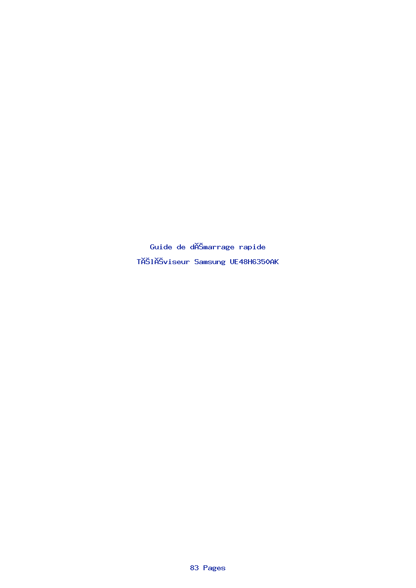 Page 1 de la notice Guide de démarrage rapide Samsung UE48H6350AK