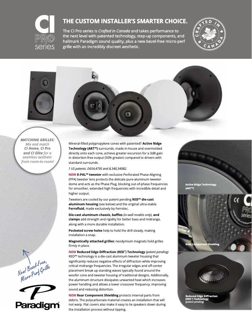 Page 1 of the manual Technical Sheet Paradigm CI Pro P65-R