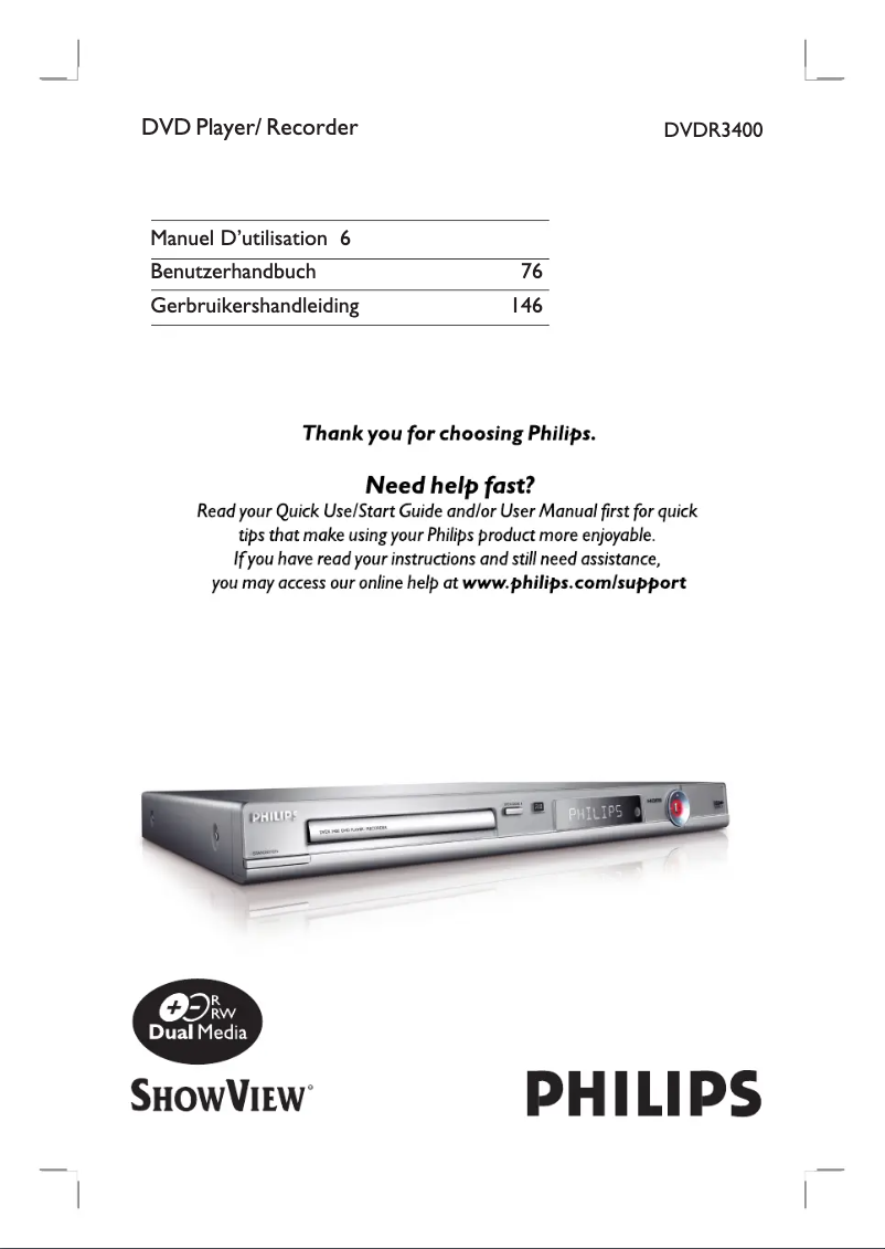 Página 1 del manual Manual de usuario Philips DVDR3400