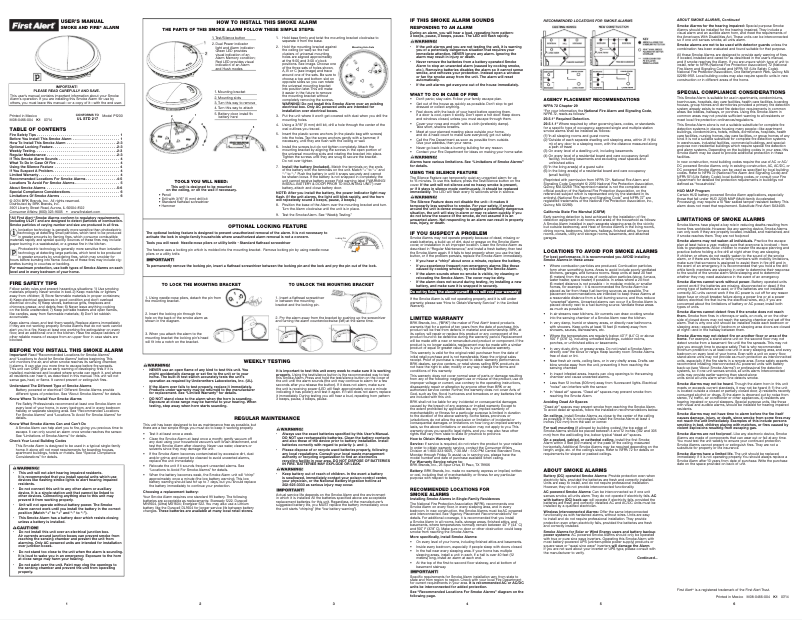 Page 1 de la notice Manuel utilisateur First Alert PR700