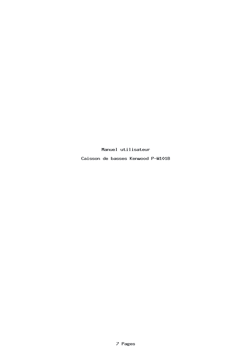 Page 1 de la notice Manuel utilisateur Kenwood P-W101B