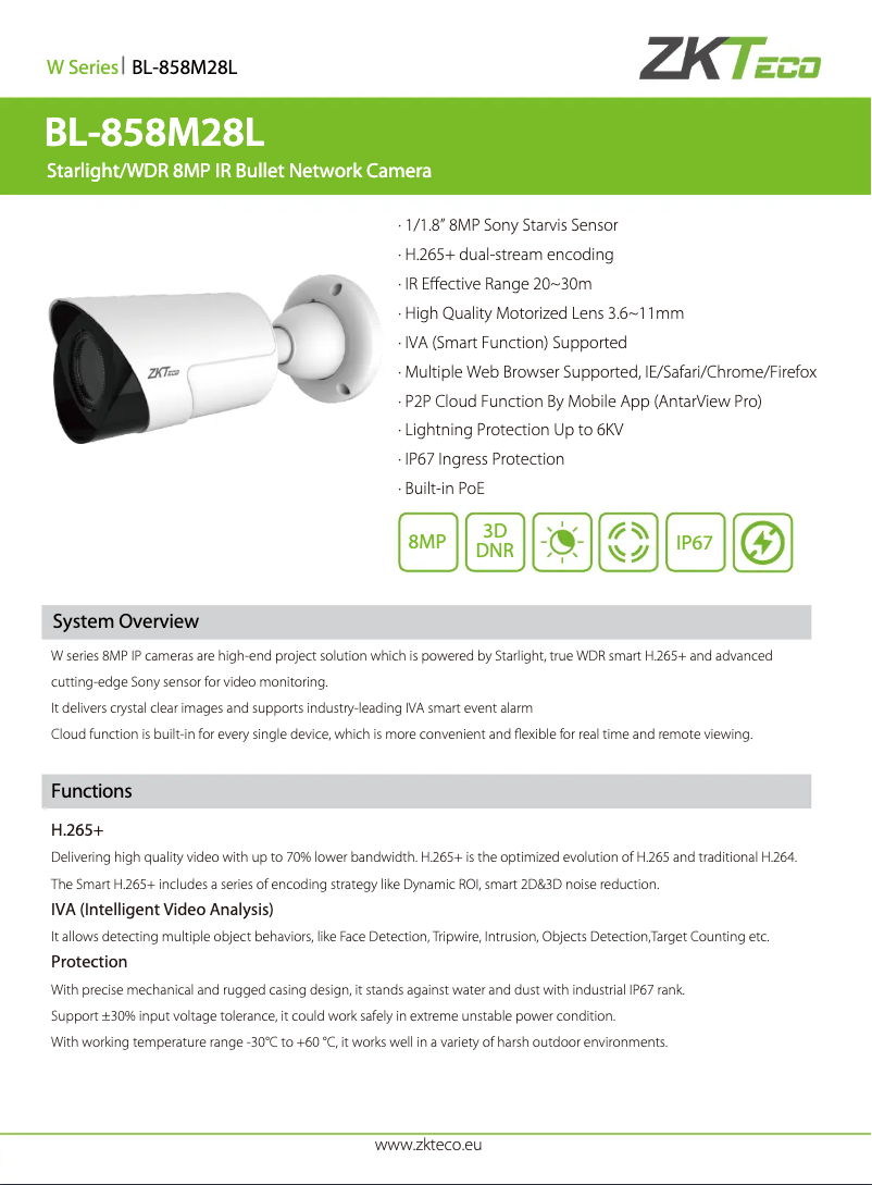 Page 1 of the manual User Manual ZKTeco BL-858M28L