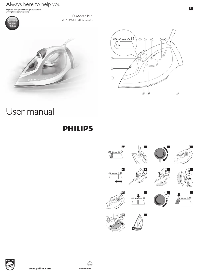 Página 1 del manual Manual de usuario Philips EasySpeed GC2046
