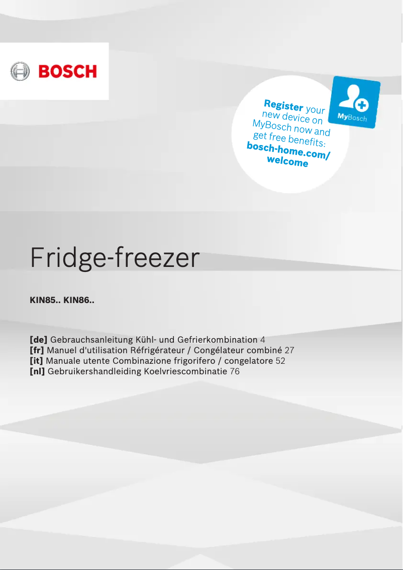 Page 1 of the manual User Manual Bosch KIN86NFF0