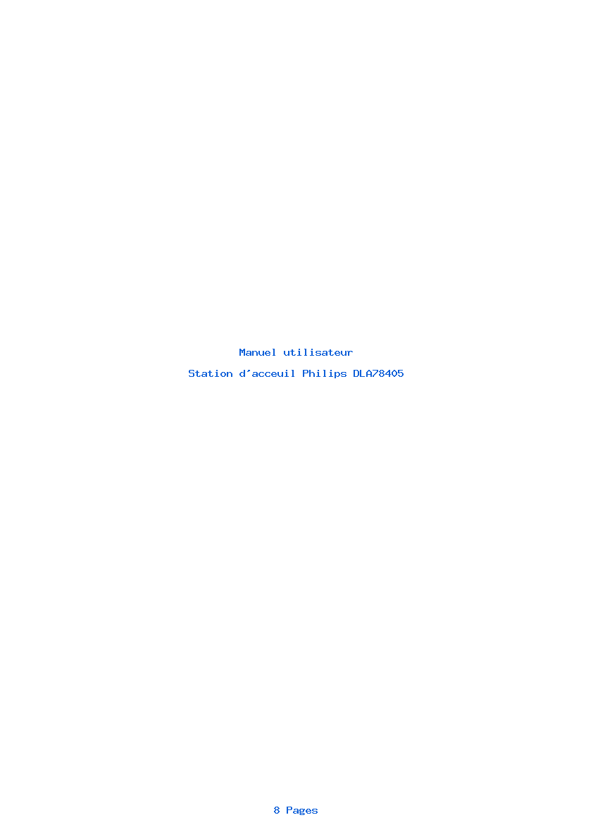Page 1 de la notice Manuel utilisateur Philips DLA78405