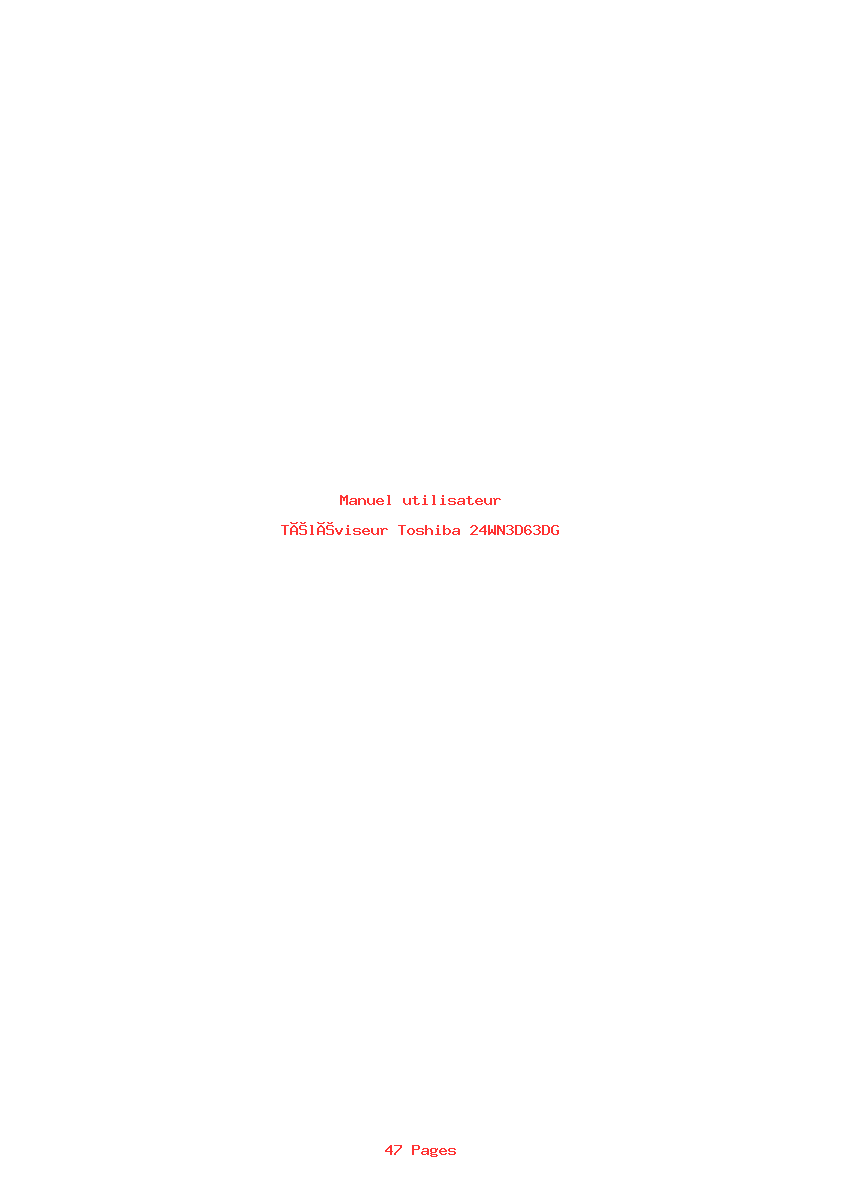 Page 1 de la notice Manuel utilisateur Toshiba 24WN3D63DG