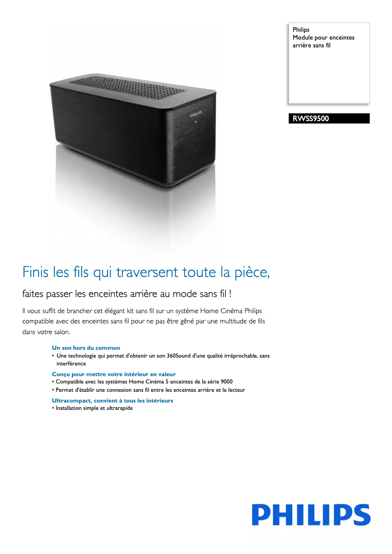 Page 1 of the manual Technical Sheet Philips RWSS9500