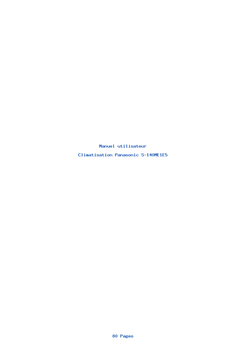 Page 1 de la notice Manuel utilisateur Panasonic S-140ME1E5