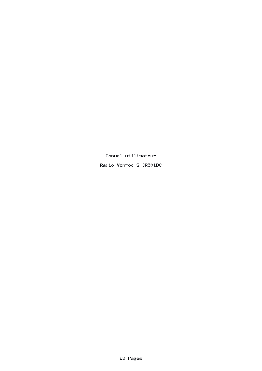 Page 1 de la notice Manuel utilisateur Vonroc S_JR501DC