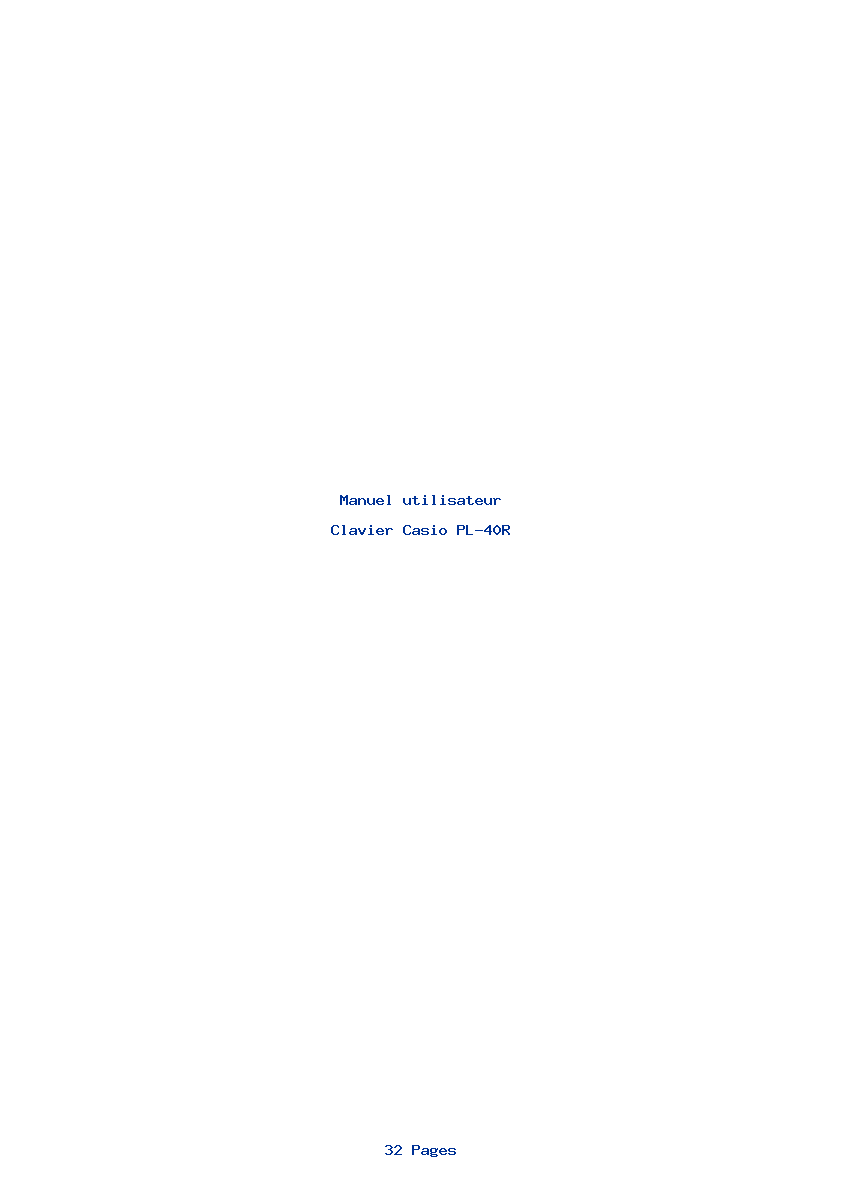 Page 1 de la notice Manuel utilisateur Casio PL-40R