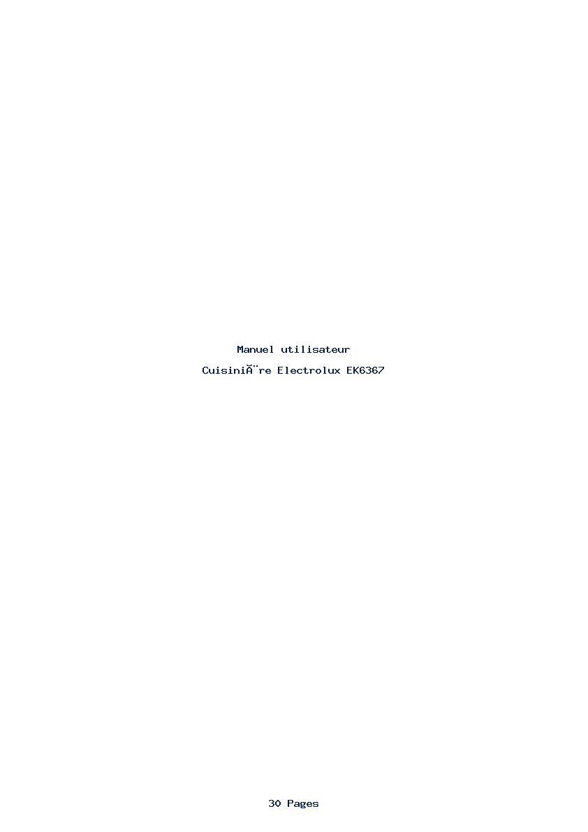 Page 1 de la notice Manuel utilisateur Electrolux EK6367