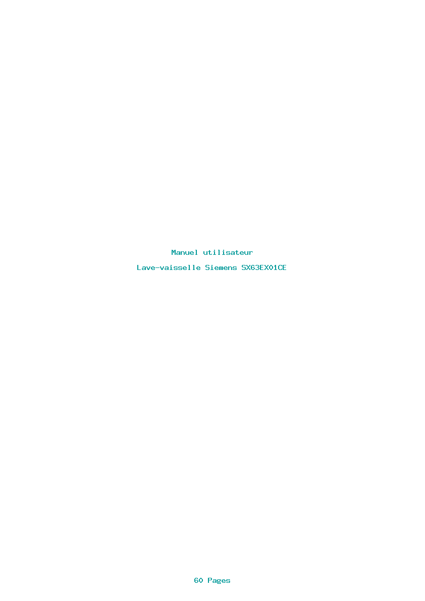 Page 1 de la notice Manuel utilisateur Siemens SX63EX01CE