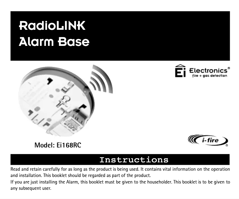 Page 1 de la notice Manuel utilisateur Ei Electronics Ei168RC