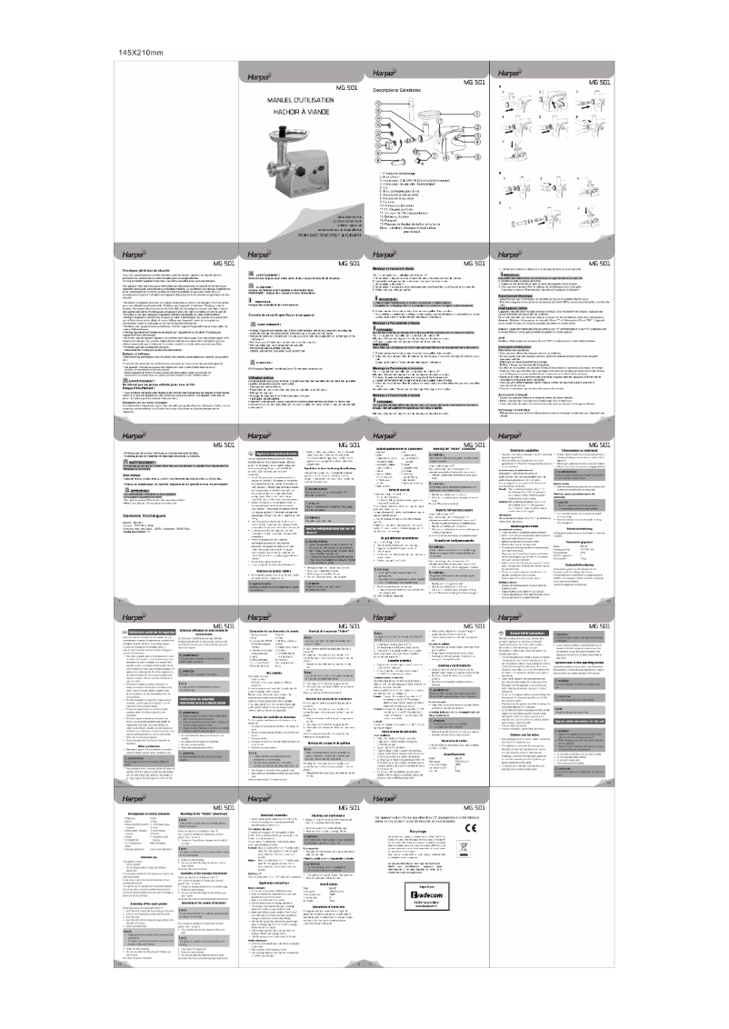 Page 1 de la notice Manuel utilisateur Harper MG501