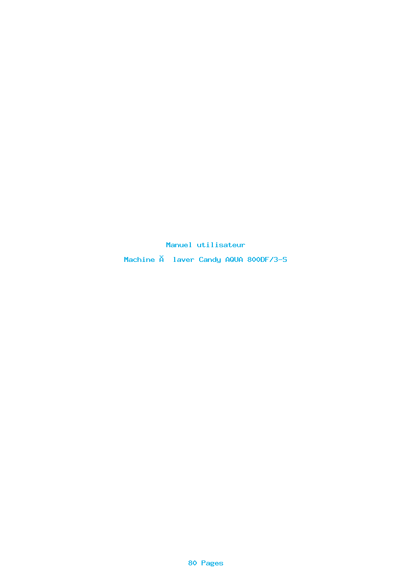 Page 1 de la notice Manuel utilisateur Candy AQUA 800DF/3-S