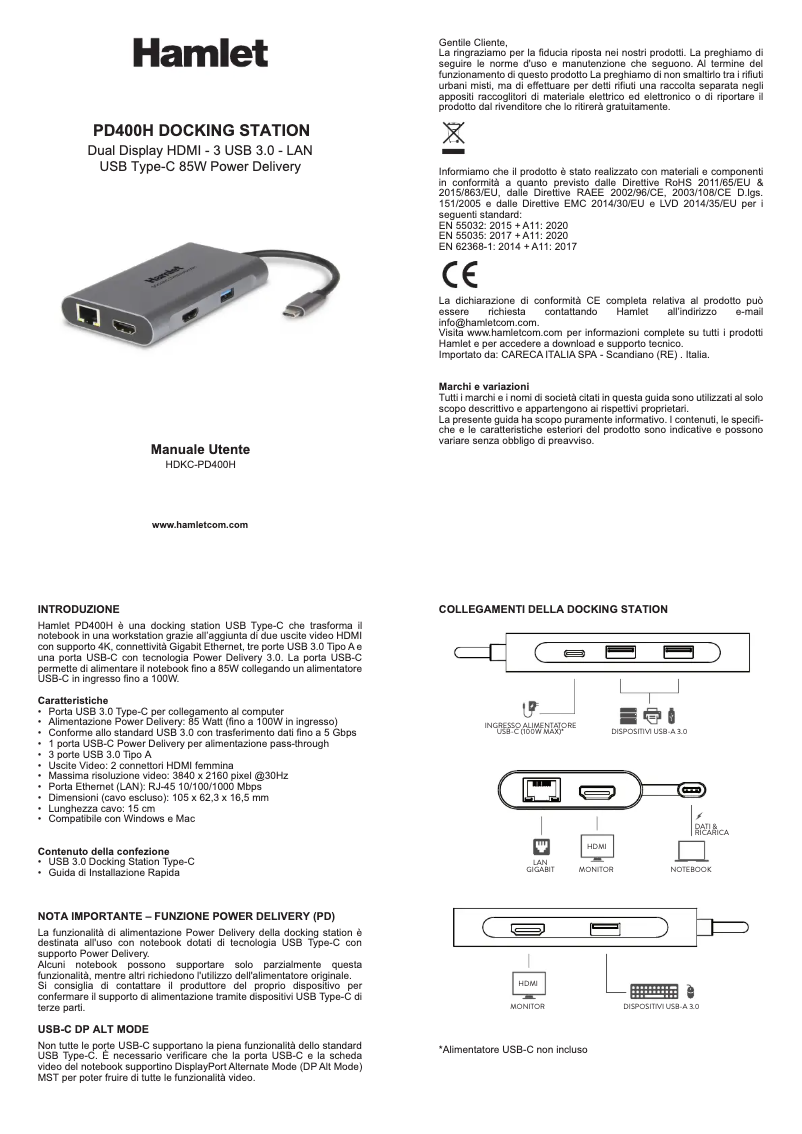 Page 1 de la notice Manuel utilisateur Hamlet HDKC-PD400H