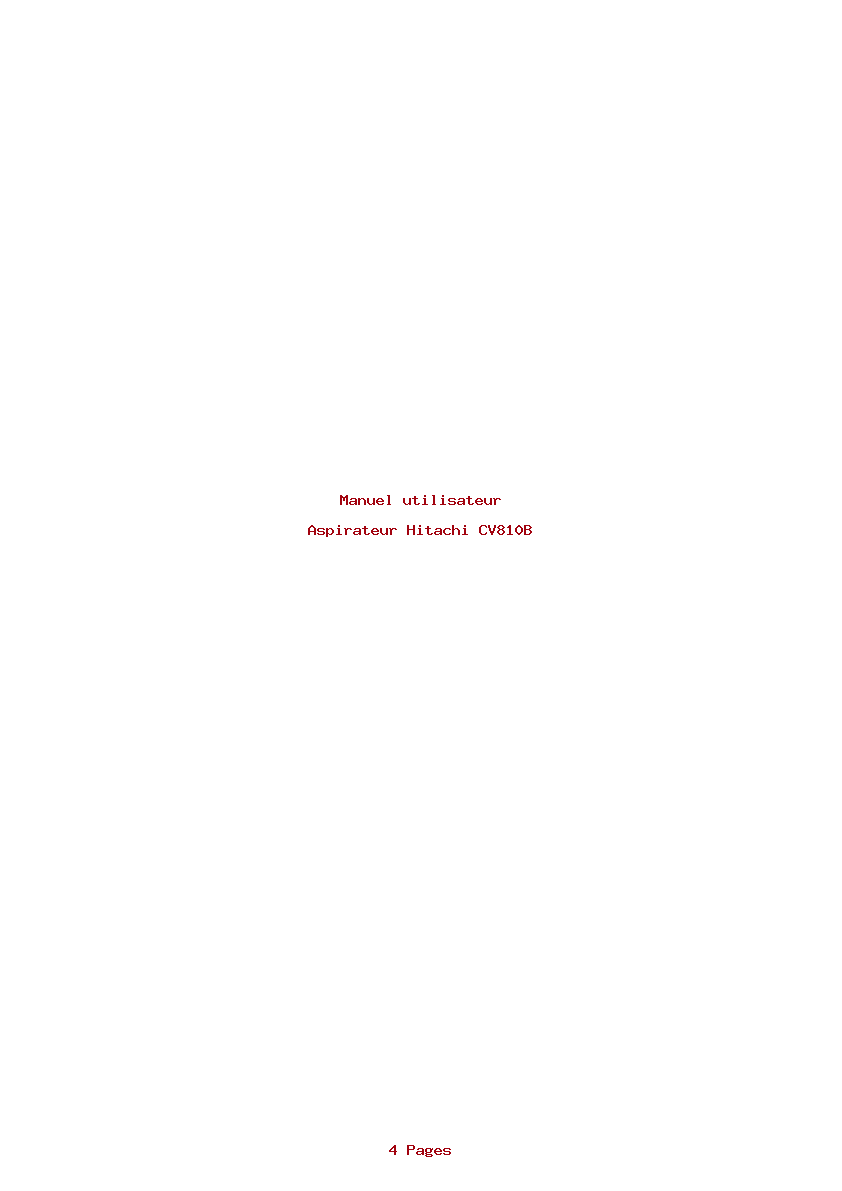 Page 1 de la notice Manuel utilisateur Hitachi CV810B